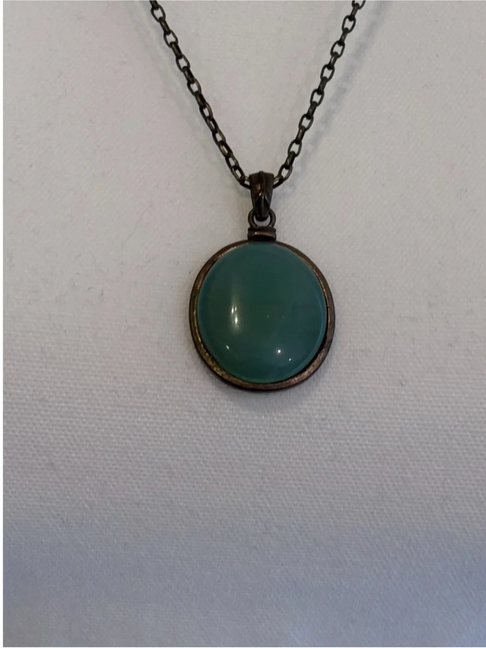 Lucky Brand Dark Green Stone Pendant Necklace